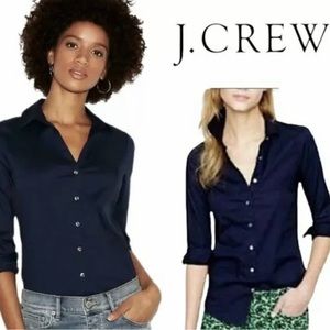 j crew haberdashery navy button up, stretch fabric